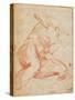 Study of a Nude (Red Chalk on Paper)-Michelangelo Buonarroti-Stretched Canvas