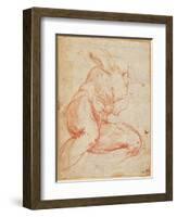 Study of a Nude (Red Chalk on Paper)-Michelangelo Buonarroti-Framed Giclee Print