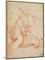 Study of a Nude (Red Chalk on Paper)-Michelangelo Buonarroti-Mounted Giclee Print