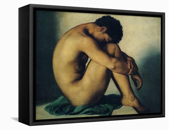 Study of a Nude Young Man, 1836-Hippolyte Flandrin-Framed Stretched Canvas