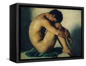 Study of a Nude Young Man, 1836-Hippolyte Flandrin-Framed Stretched Canvas