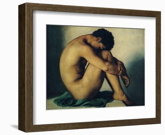 Study of a Nude Young Man, 1836-Hippolyte Flandrin-Framed Giclee Print