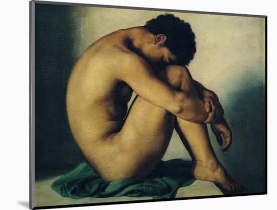 Study of a Nude Young Man, 1836-Hippolyte Flandrin-Mounted Giclee Print