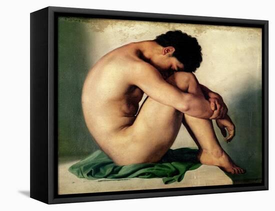 Study of a Nude Young Man, 1836-Hippolyte Flandrin-Framed Stretched Canvas