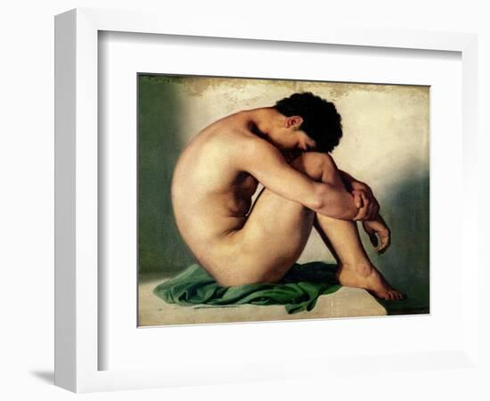 Study of a Nude Young Man, 1836-Hippolyte Flandrin-Framed Giclee Print