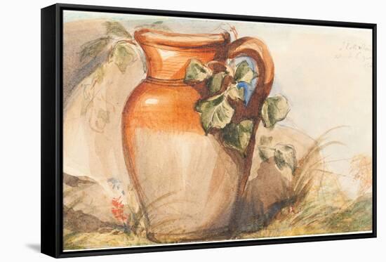 Study of a Pottery Jug [recto]. Dated: c. 1842. Dimensions: overall: 9.2 x 14.9 cm (3 5/8 x 5 7/...-John Everett Millais-Framed Stretched Canvas