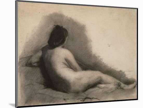 Study of a Reclining Nude Woman, 1863-66 (Charcoal on Paper)-Thomas Cowperthwait Eakins-Mounted Giclee Print