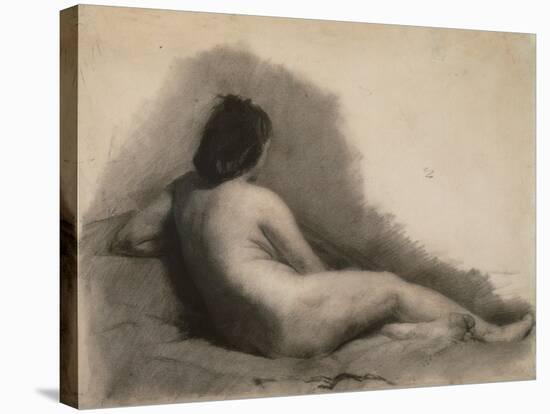 Study of a Reclining Nude Woman, 1863-66 (Charcoal on Paper)-Thomas Cowperthwait Eakins-Stretched Canvas