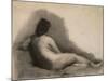 Study of a Reclining Nude Woman, 1863-66 (Charcoal on Paper)-Thomas Cowperthwait Eakins-Mounted Giclee Print