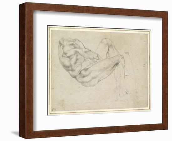 Study of a Recumbent Male Figure, Recto-Michelangelo Buonarroti-Framed Giclee Print