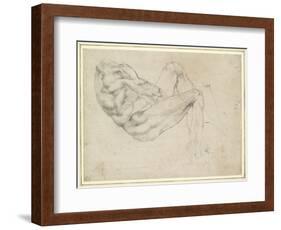 Study of a Recumbent Male Figure, Recto-Michelangelo Buonarroti-Framed Giclee Print
