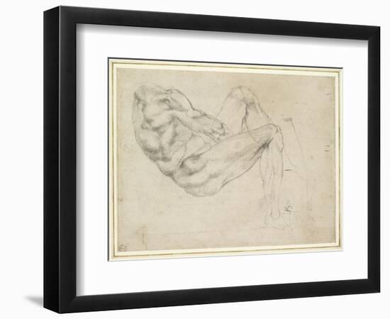 Study of a Recumbent Male Figure, Recto-Michelangelo Buonarroti-Framed Giclee Print