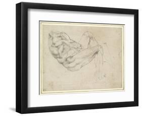 Study of a Recumbent Male Figure, Recto-Michelangelo Buonarroti-Framed Giclee Print