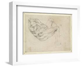 Study of a Recumbent Male Figure, Recto-Michelangelo Buonarroti-Framed Giclee Print