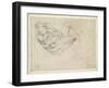 Study of a Recumbent Male Figure, Recto-Michelangelo Buonarroti-Framed Giclee Print