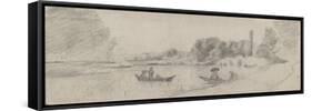 Study of a River Landscape with Boats, 1863 - 1864-Camille Pissarro-Framed Stretched Canvas