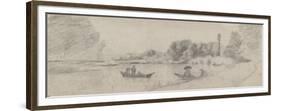 Study of a River Landscape with Boats, 1863 - 1864-Camille Pissarro-Framed Giclee Print