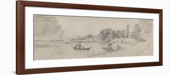 Study of a River Landscape with Boats, 1863 - 1864-Camille Pissarro-Framed Giclee Print