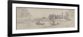 Study of a River Landscape with Boats, 1863 - 1864-Camille Pissarro-Framed Giclee Print