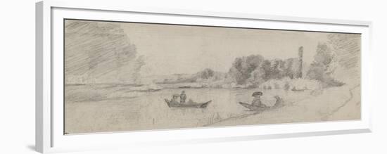 Study of a River Landscape with Boats, 1863 - 1864-Camille Pissarro-Framed Giclee Print