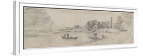 Study of a River Landscape with Boats, 1863 - 1864-Camille Pissarro-Framed Giclee Print