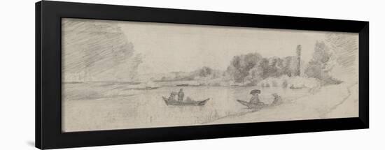Study of a River Landscape with Boats, 1863 - 1864-Camille Pissarro-Framed Giclee Print
