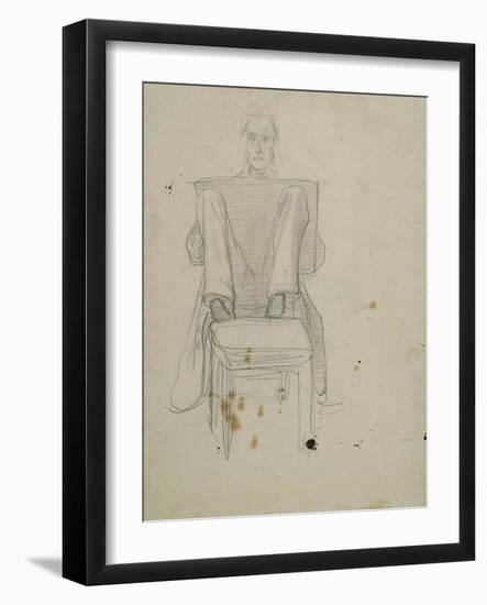 Study of a Seated Male Figure in Contemporary Dress, C.1849-Frederic Leighton-Framed Giclee Print