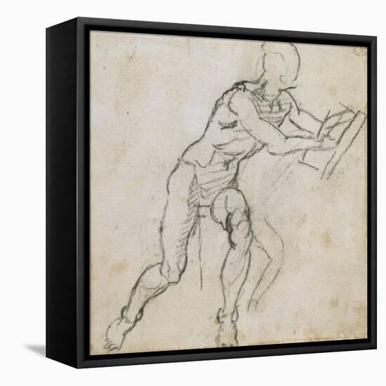 Study of a Seated Male Nude, C.1511-Michelangelo Buonarroti-Framed Stretched Canvas