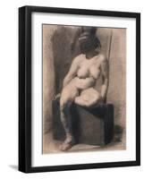 Study of a Seated Nude Woman Wearing a Mask, 1863-66 (Charcoal and Crayon with Stumping on Paper)-Thomas Cowperthwait Eakins-Framed Giclee Print