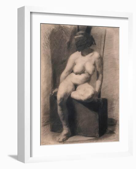 Study of a Seated Nude Woman Wearing a Mask, 1863-66 (Charcoal and Crayon with Stumping on Paper)-Thomas Cowperthwait Eakins-Framed Giclee Print