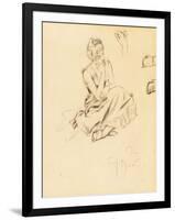 Study of a Seated Woman, 1897-Alphonse Mucha-Framed Premium Giclee Print