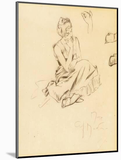 Study of a Seated Woman, 1897-Alphonse Mucha-Mounted Giclee Print
