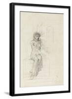 Study of a Seated Woman (Pencil on Paper)-John Melhuish Strudwick-Framed Giclee Print