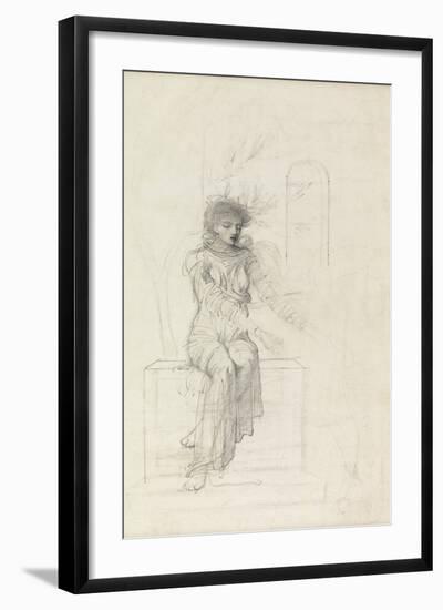 Study of a Seated Woman (Pencil on Paper)-John Melhuish Strudwick-Framed Giclee Print