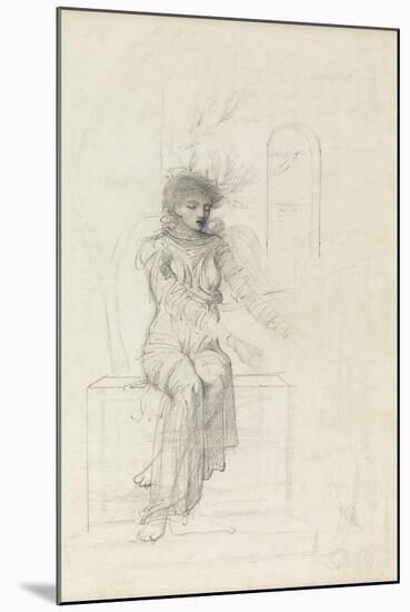 Study of a Seated Woman (Pencil on Paper)-John Melhuish Strudwick-Mounted Giclee Print