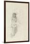 Study of a Seated Woman (Pencil on Paper)-John Melhuish Strudwick-Framed Giclee Print