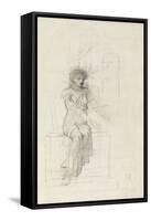 Study of a Seated Woman (Pencil on Paper)-John Melhuish Strudwick-Framed Stretched Canvas