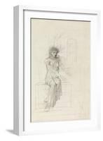 Study of a Seated Woman (Pencil on Paper)-John Melhuish Strudwick-Framed Giclee Print