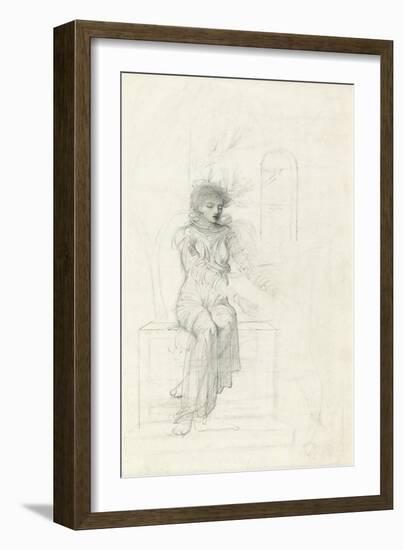 Study of a Seated Woman-John Melhuish Strudwick-Framed Giclee Print