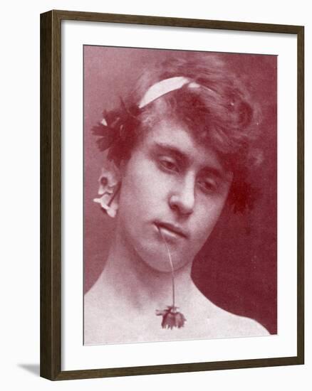 Study of a Sicilian Boy with a Flower in His Mouth, Sicily, C.1899-Wilhelm Von Gloeden-Framed Giclee Print