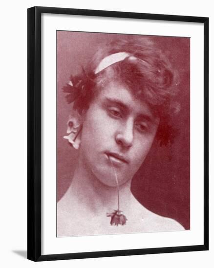 Study of a Sicilian Boy with a Flower in His Mouth, Sicily, C.1899-Wilhelm Von Gloeden-Framed Giclee Print