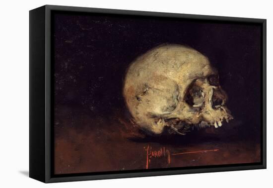 STUDY OF A SKULL - 1883 - OIL/CARDBOARD. Location: BANCO EXTERIOR-COLECCION, MADRID, SPAIN-Joaquin Sorolla-Framed Stretched Canvas