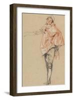 Study of a Standing Dancer with an Outstretched Arm, 1710-Jean Antoine Watteau-Framed Giclee Print