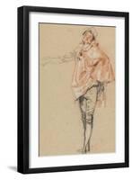 Study of a Standing Dancer with an Outstretched Arm, 1710-Jean Antoine Watteau-Framed Giclee Print