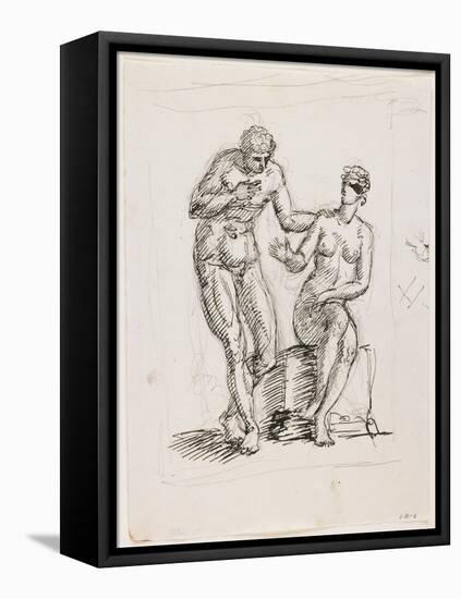 Study of a Standing Male Nude and Seated Female Nude-Pelagio Palagi-Framed Stretched Canvas