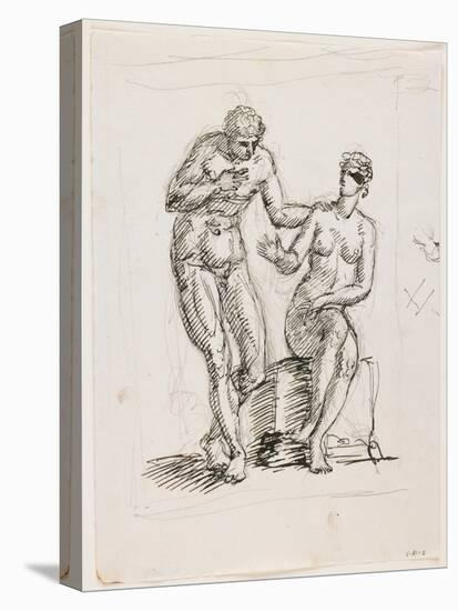 Study of a Standing Male Nude and Seated Female Nude-Pelagio Palagi-Stretched Canvas