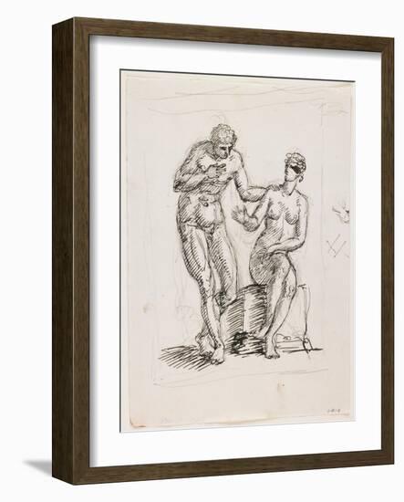 Study of a Standing Male Nude and Seated Female Nude-Pelagio Palagi-Framed Giclee Print