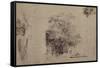 Study of a Tree in Front of a House-Rembrandt van Rijn-Framed Stretched Canvas