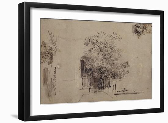 Study of a Tree in Front of a House-Rembrandt van Rijn-Framed Giclee Print