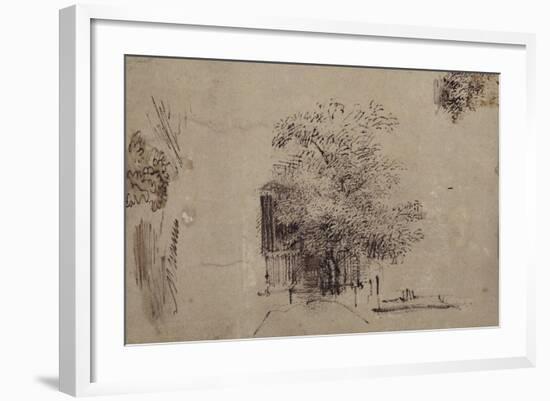 Study of a Tree in Front of a House-Rembrandt van Rijn-Framed Giclee Print